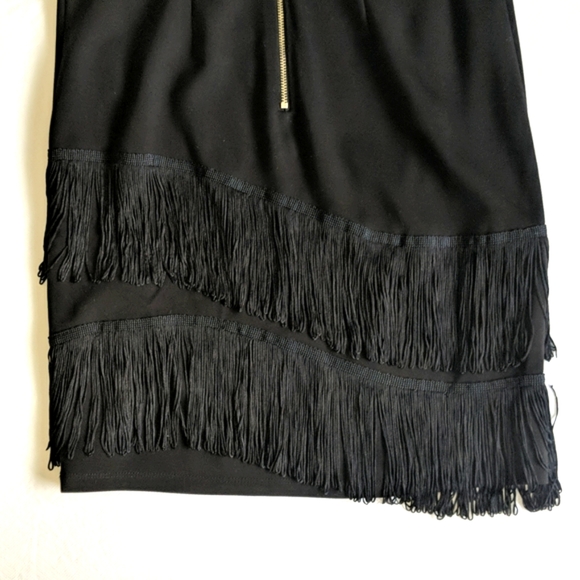 NEW bebe flapper style black pencil skirt with lace & fringe women's size small - Picture 11 of 11